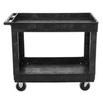 Rubbermaid 2-Shelf Plastic/Poly Mobile Utility Cart with Swivel Wheels, Black (FG9T6700BLA)