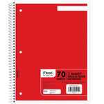 Mead 1-Subject Notebooks, 8" x 10.5", College Ruled, 70 Sheets, Assorted Colors (MEA05512)