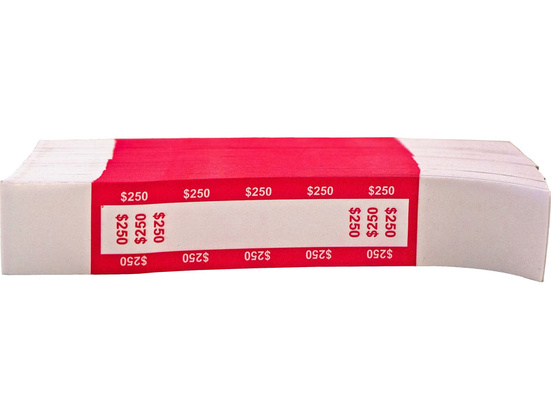 CONTROLTEK $250 Currency Strap, White/Pink, 1000/Pack (560018)