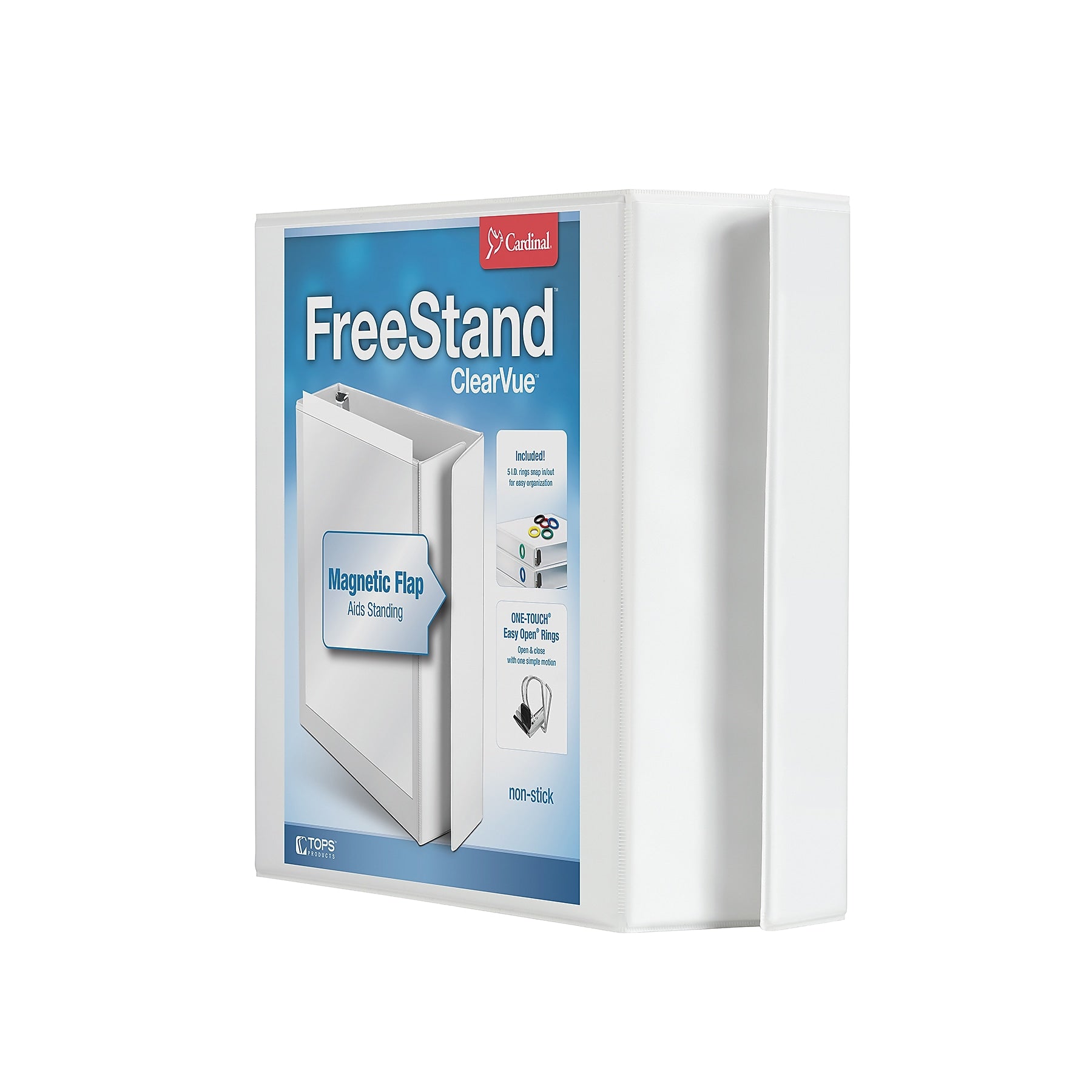 Cardinal Heavy Duty 2" 3-Ring View Binders, D-Ring, White (43120)