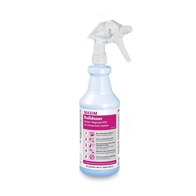 Maxim Bulldozer Cleaner/Degreaser RTU, Safe-to-Ship, Lemon Scent, 32 oz, 6/Carton (MLB05100086)