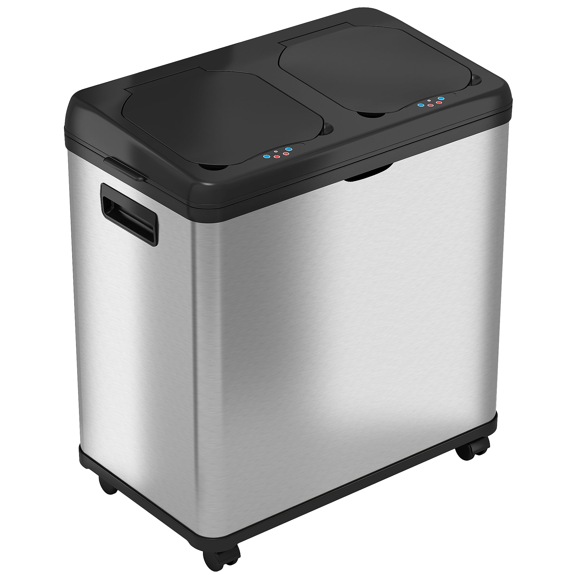 iTouchless Stainless Steel Sensor Recycle Bin & Kitchen Trash Can with Black Lid, 16 Gallon (IT16RB)
