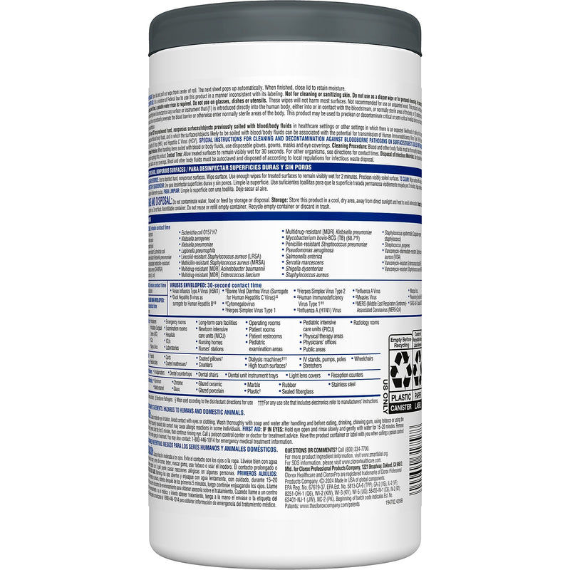 Clorox Healthcare VersaSure Cleaner Disinfectant Wipes, 150 Wipes/Container (31758)