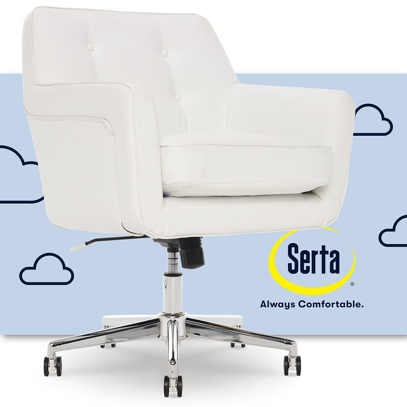 Serta Style Ashland Bonded Leather Swivel Computer and Desk Chair, White (47140E)