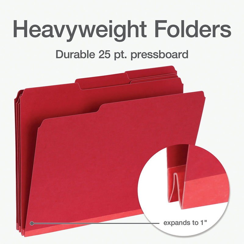 Pendaflex Recycled File Folder, 1-Tab, Assorted, Letter Size, Red, 25/Box (1007010)