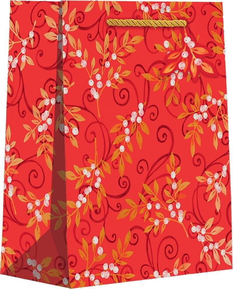 JAM Paper Holiday Floral Medium Gift Bags, 120/pack (526BXMT5381)