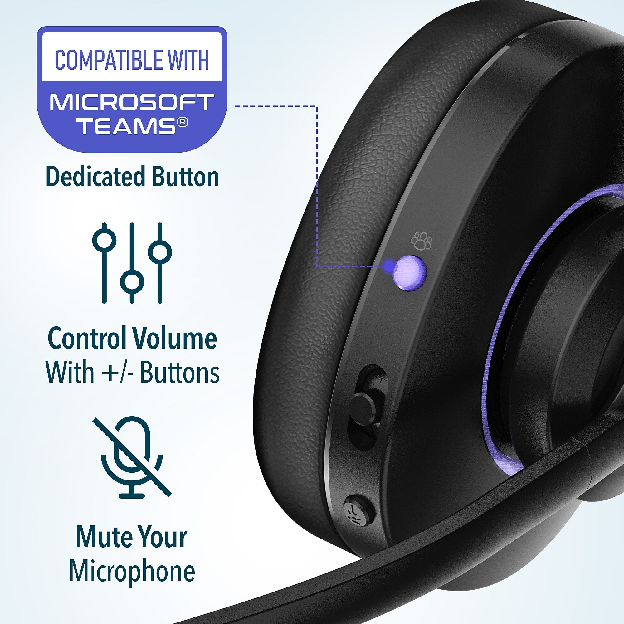 Delton 60X Stereo Noise Canceling Bluetooth Computer Headset - Compatible with MS Teams, Black (DBTHEAD60XBTDL)