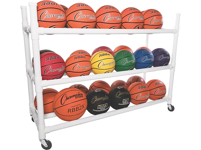 Champion Sports Heavy-Duty Basketball Cart, White (30CART)