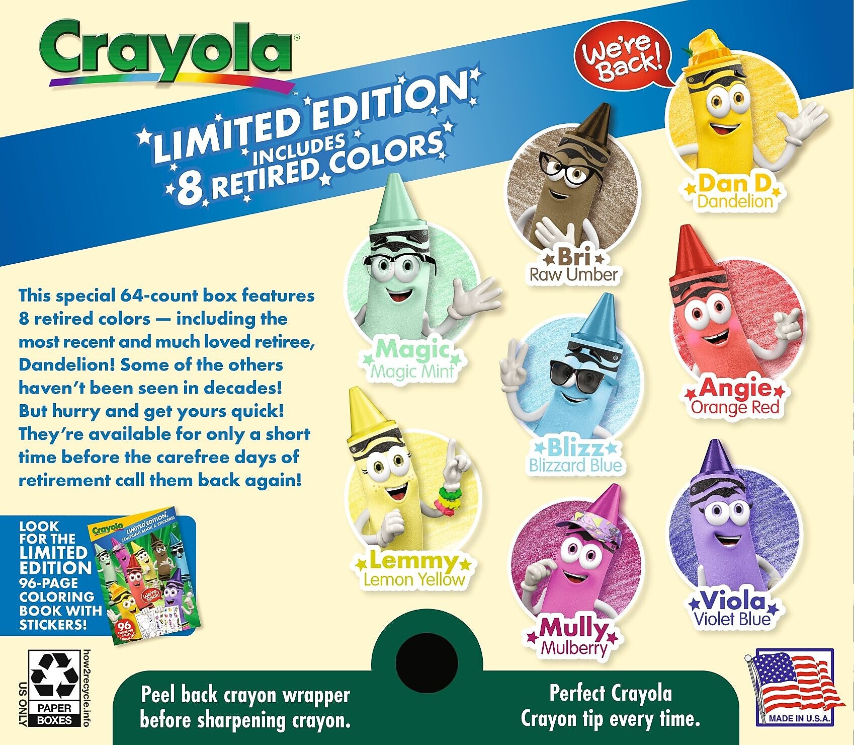 Crayola Limited Edition Collection Crayons, Assorted Colors, 64/Box (52-3021)