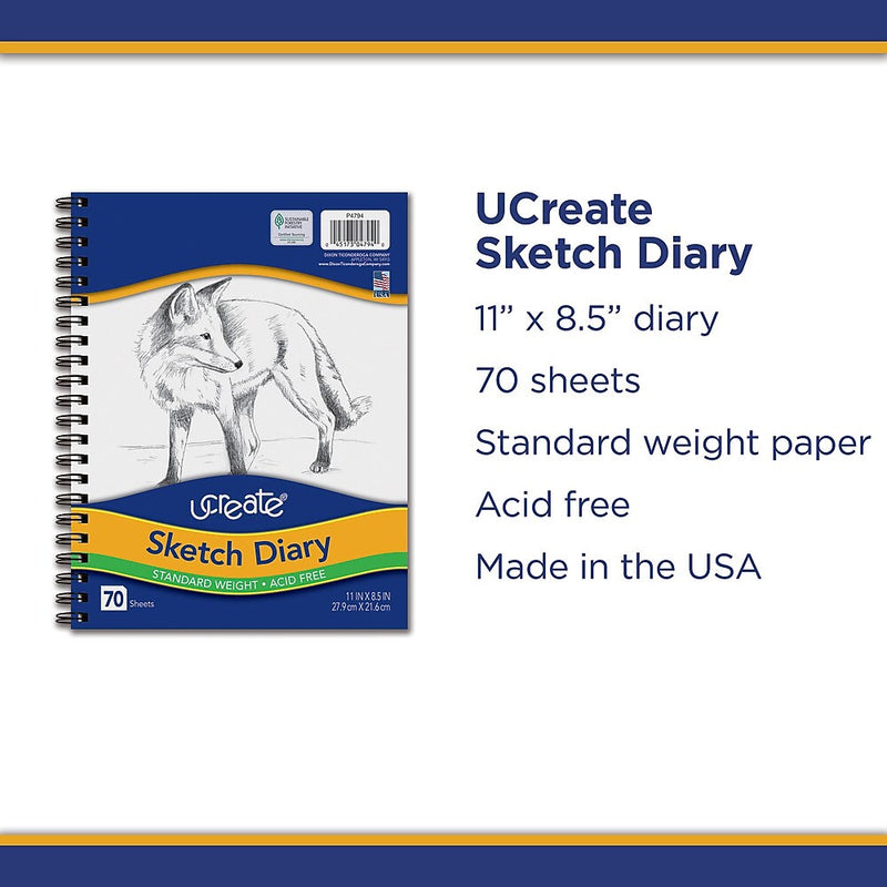 Pacon Art 1st Sketch Diary, 9" x 6", White, 70 Sheets/Pad (4790)