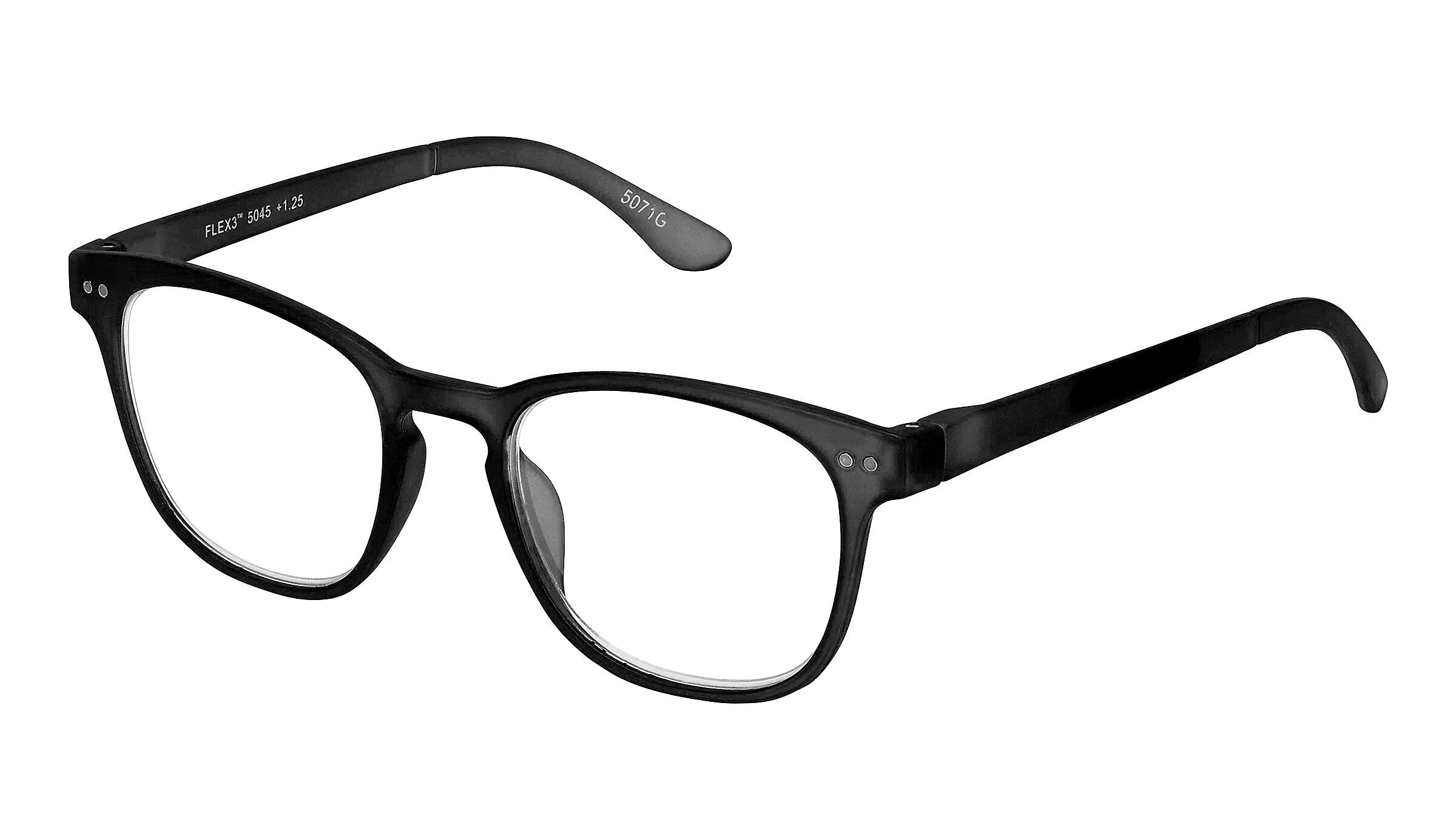 SAV Flex 3 +2.50 Reading Glasses, Black (E5045)