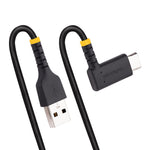 StarTech.com 6.6ft USB-A to USB-C Cable, Charge/Sync, Right-Angled USB C, Heavy-Duty, Black (R2ACR-2M-USB-CABLE)
