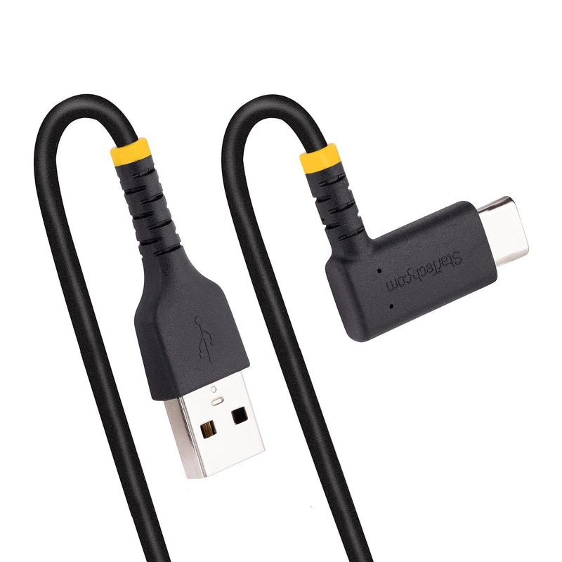StarTech.com 6.6ft USB-A to USB-C Cable, Charge/Sync, Right-Angled USB C, Heavy-Duty, Black (R2ACR-2M-USB-CABLE)
