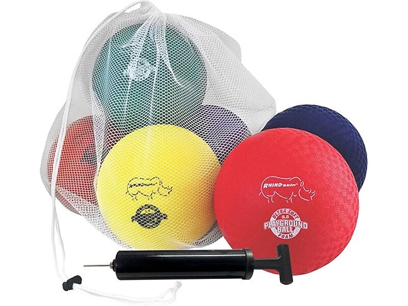 Champion Sports Rhino Skin 8.5" Playground Balls, Assorted Colors, 6/Set (RSPGSET)