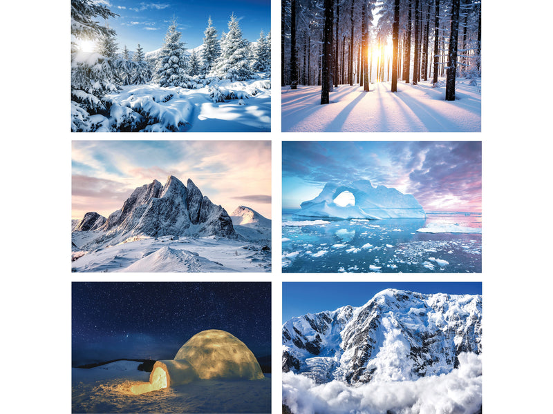 Better Office Coldscape Snow Cards with Envelopes, 4" x 6", Assorted Colors, 50/Pack (64578-50PK)
