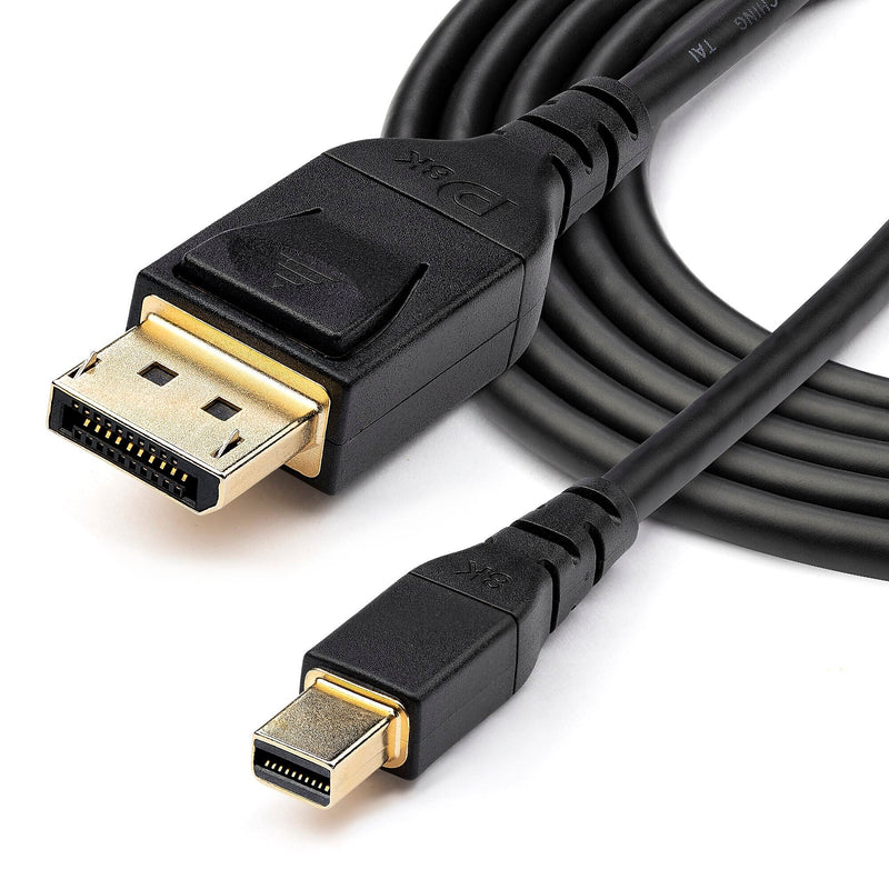 StarTech.com 6.6ft Mini DisplayPort (mDP) to DisplayPort (DP) Cable Adapter, 8K 60Hz Audio/Video Cord, M/M, Black (DP14MDPMM2MB)