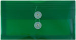 JAM Paper Premium Plastic Filing Envelope with Button & String Closure, Green, 3/Pack (921B1GRX3)