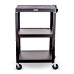 Luxor 3-Shelf Metal Mobile Utility Cart with Lockable Wheels, Black (UCMT1)