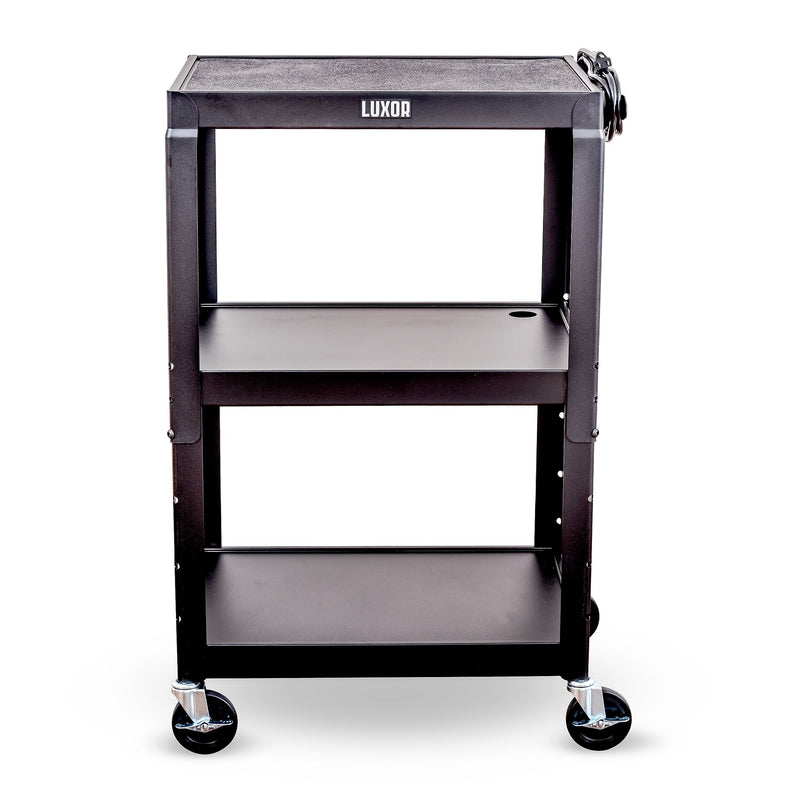 Luxor 3-Shelf Metal Mobile Utility Cart with Lockable Wheels, Black (UCMT1)
