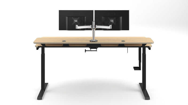 VersaDesk PowerLift Split-Level 72"W Electric Rectangular Adjustable Standing Desk, Maple/Black (PL2SD7230-BM)