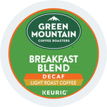 Green Mountain Breakfast Blend Decaf Coffee Keurig® K-Cup® Pods, Light Roast, 96/Carton (7522)