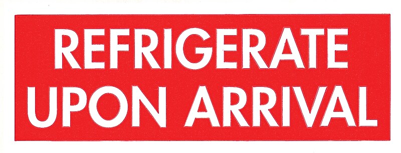 Decker Tape "Refrigerate Upon Arrival" Label, 1.5" x 4", 500/Roll (DL1802B)
