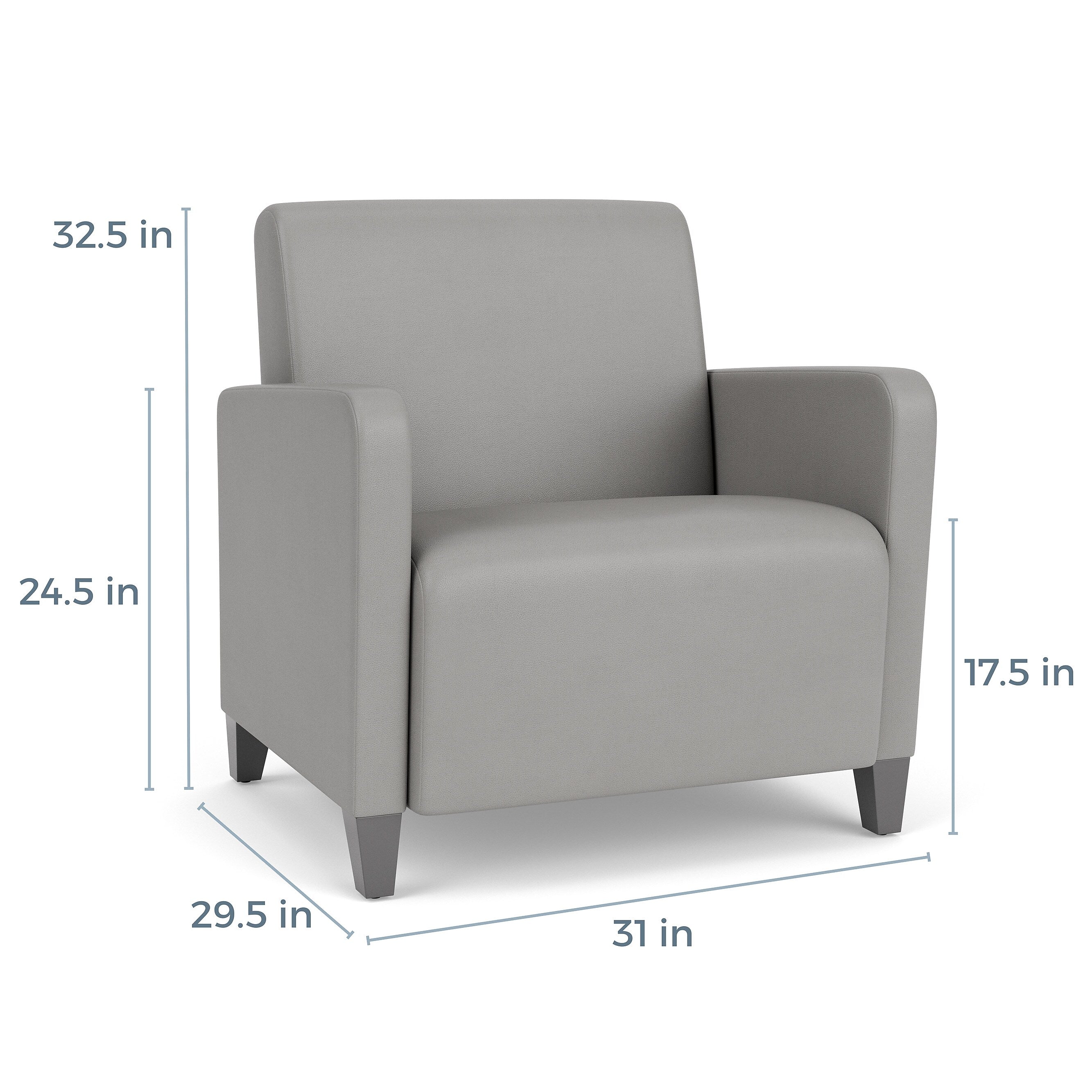 Lesro Ravenna Fabric Guest Chair, Open House Black/Brushed Steel (RV1201.FBS-01OHBK)