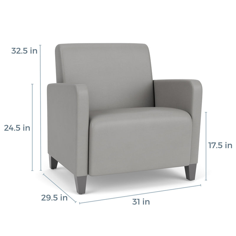 Lesro Ravenna Fabric Guest Chair, Open House Black/Brushed Steel (RV1201.FBS-01OHBK)