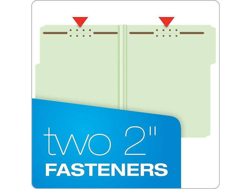 Pendaflex Recycled Pressboard Fastener Folders, 1/3-Cut Tab, Letter Size, Light Green, 25/Box (24934R)