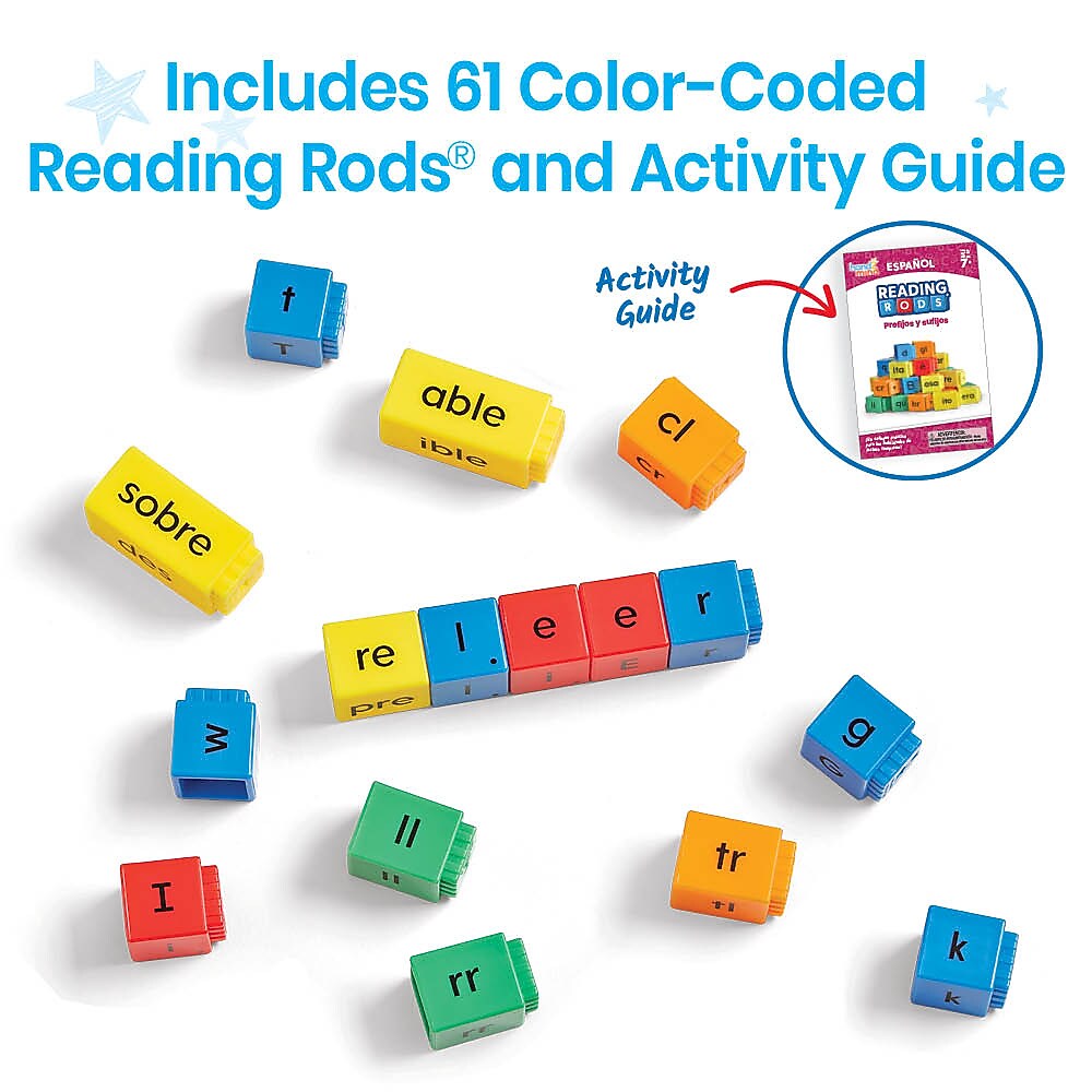 hand2mind Reading Rods in Spanish Prefixes & Suffixes (95396SP)