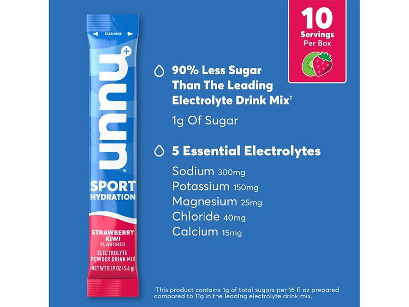 Nuun Sport Hydration Strawberry Kiwi Electrolyte Powder Drink Mix, 0.19 oz., 10 Packets/Box (12559332)