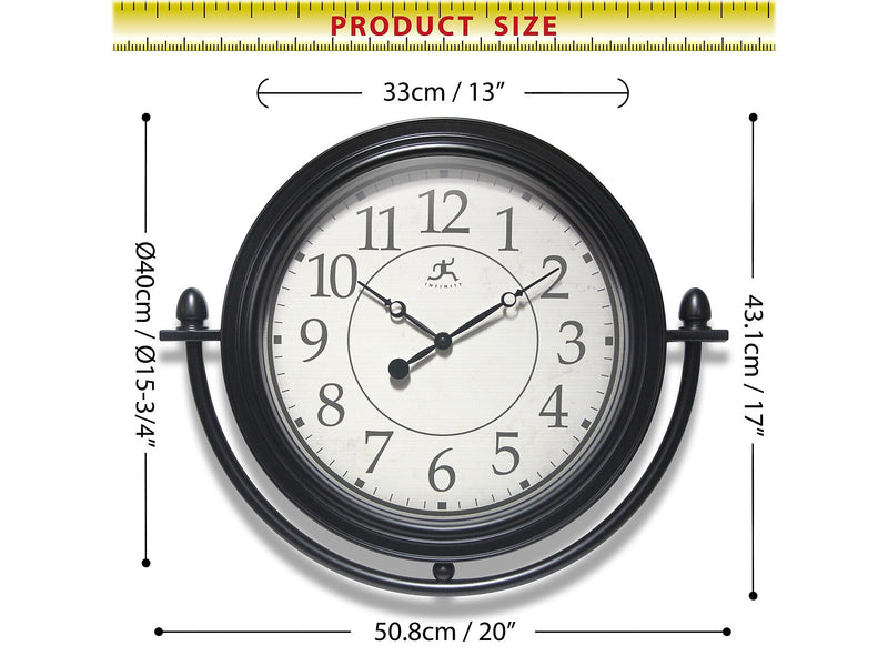 Infinity Instruments Finial Wall Clock, 15.75"Dia. (20308BK-4551)