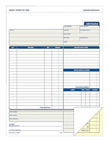 Adams 2-Part Carbonless Invoices, 8" x 11", 100 Sets/Book (NC2817)