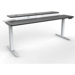 VersaDesk PowerLift Split-Level 72"W Electric Rectangular Adjustable Standing Desk, Black/White (PL2SD7230-WB)