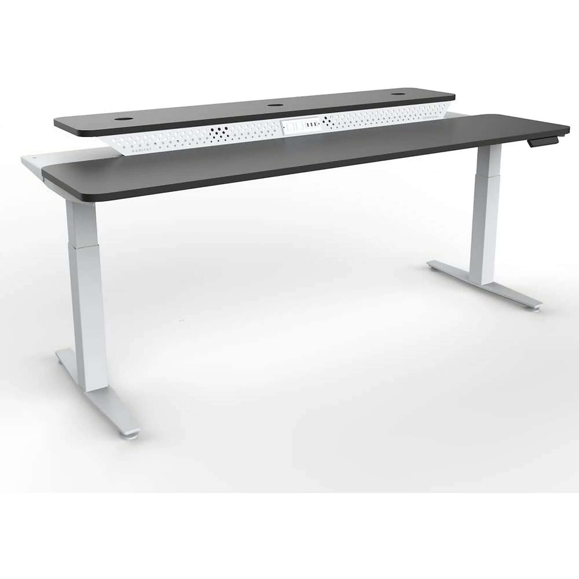 VersaDesk PowerLift Split-Level 72"W Electric Rectangular Adjustable Standing Desk, Black/White (PL2SD7230-WB)