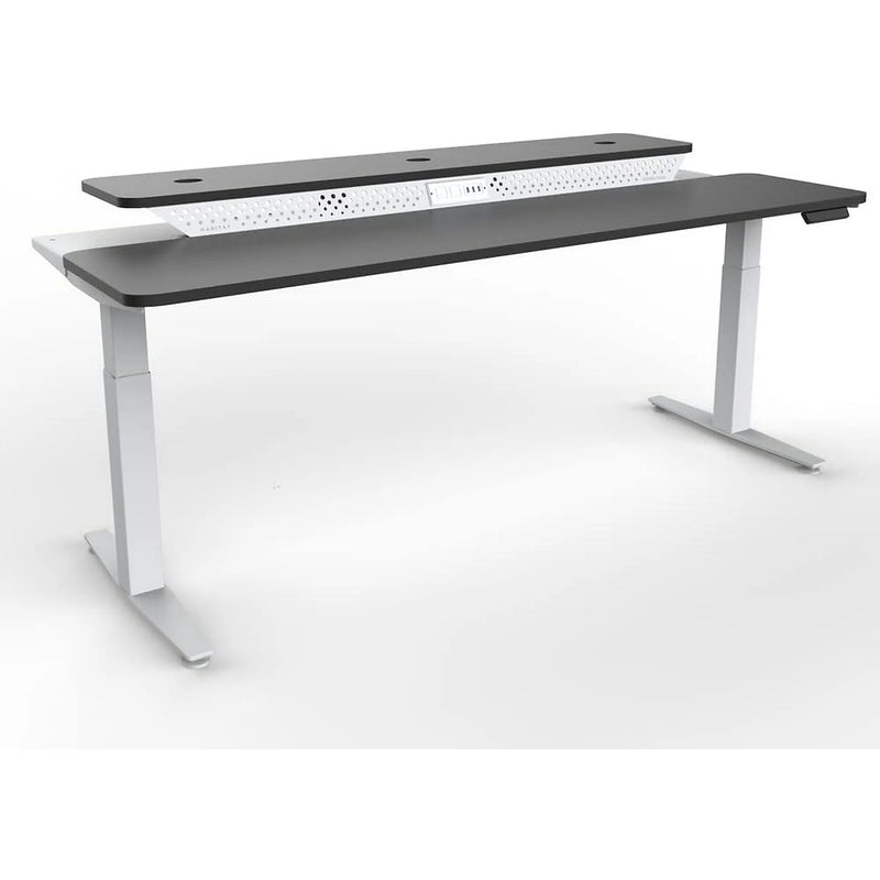 VersaDesk PowerLift Split-Level 72"W Electric Rectangular Adjustable Standing Desk, Black/White (PL2SD7230-WB)