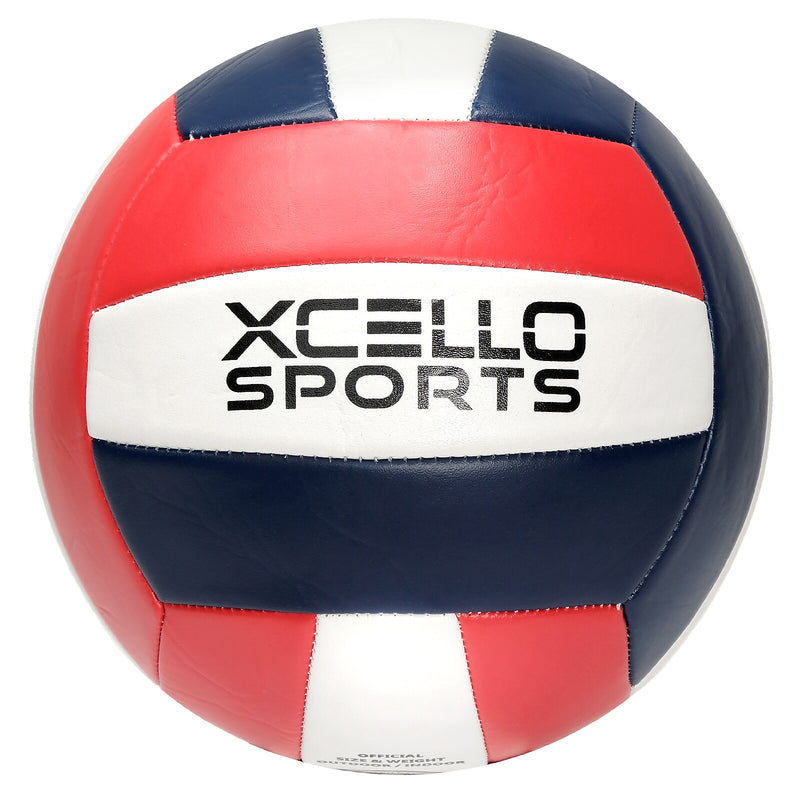 Xcello Sports Volleyballs with Pump, Navy/Silver and Navy/Red, 6/Pack (XS-VB-6-ASST-2)