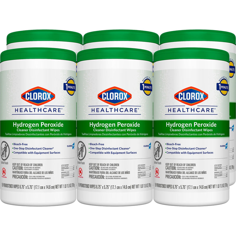 Clorox Healthcare Hydrogen Peroxide Cleaner Disinfectant Wipes, 155 Wipes/Container, 6/Carton (30825CT)