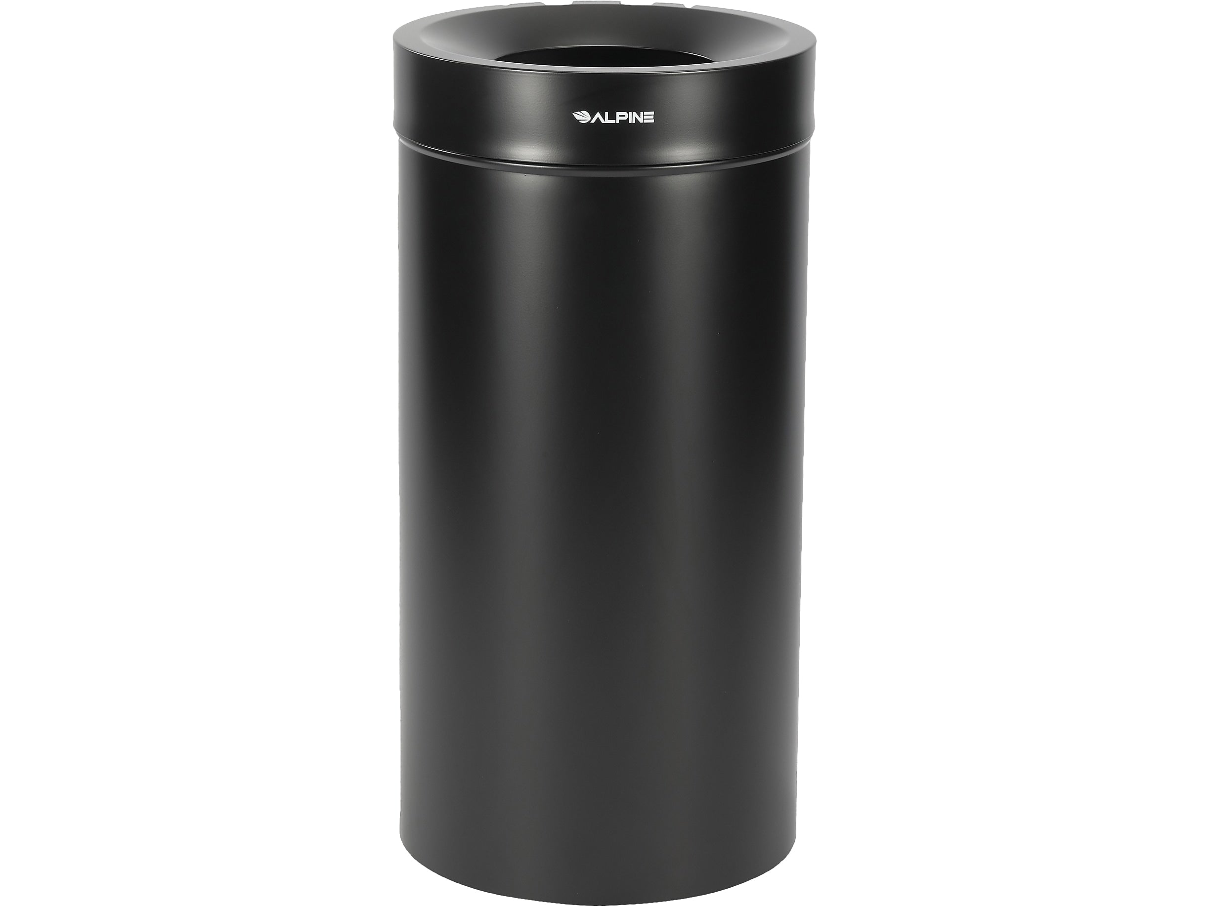 Alpine Industries Stainless Steel Trash Can, 27 Gallon, Black (ALP475-27-BLK)