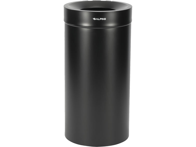 Alpine Industries Stainless Steel Trash Can, 27 Gallon, Black (ALP475-27-BLK)