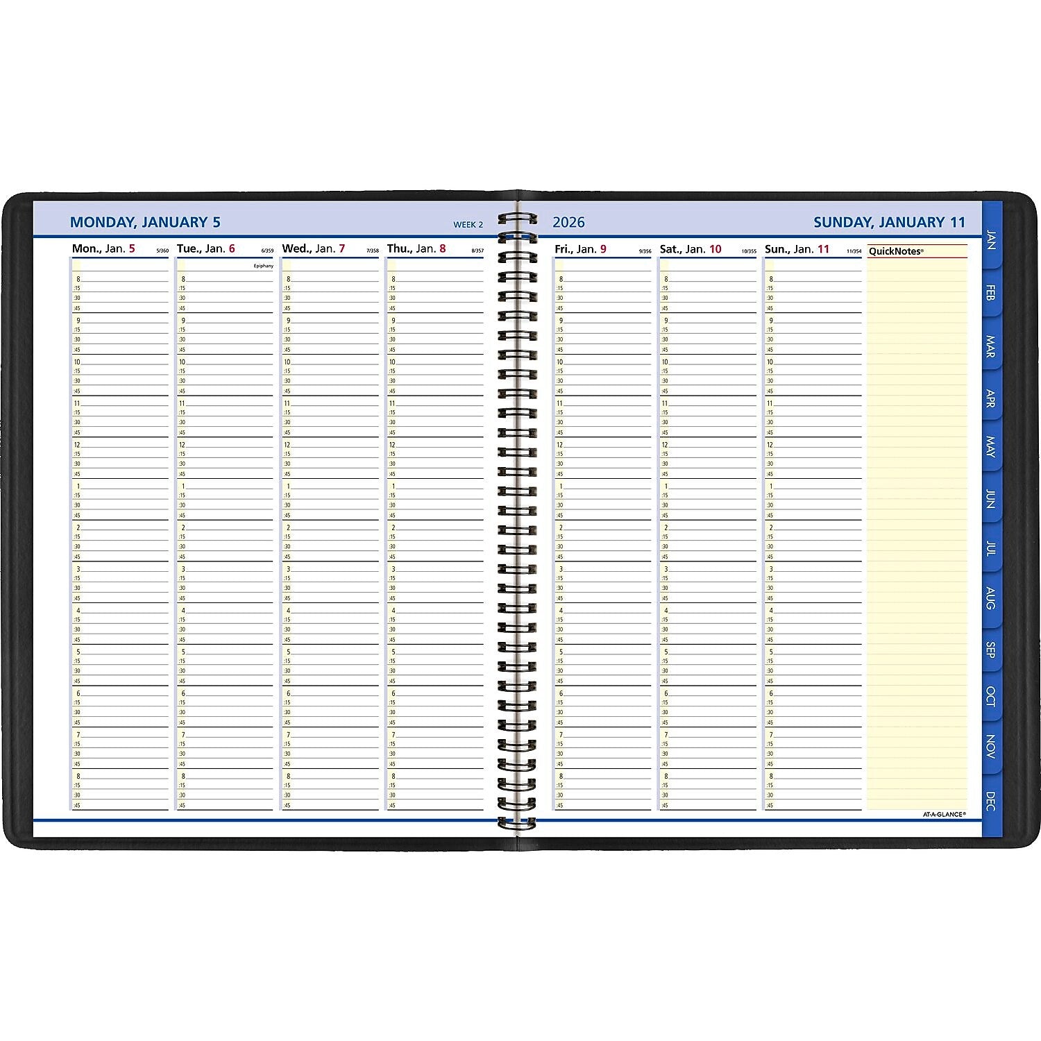 2026 AT-A-GLANCE QuickNotes 8.25" x 11" Weekly & Monthly Appointment Book, Faux Leather Cover, Black (76-950-05-26)