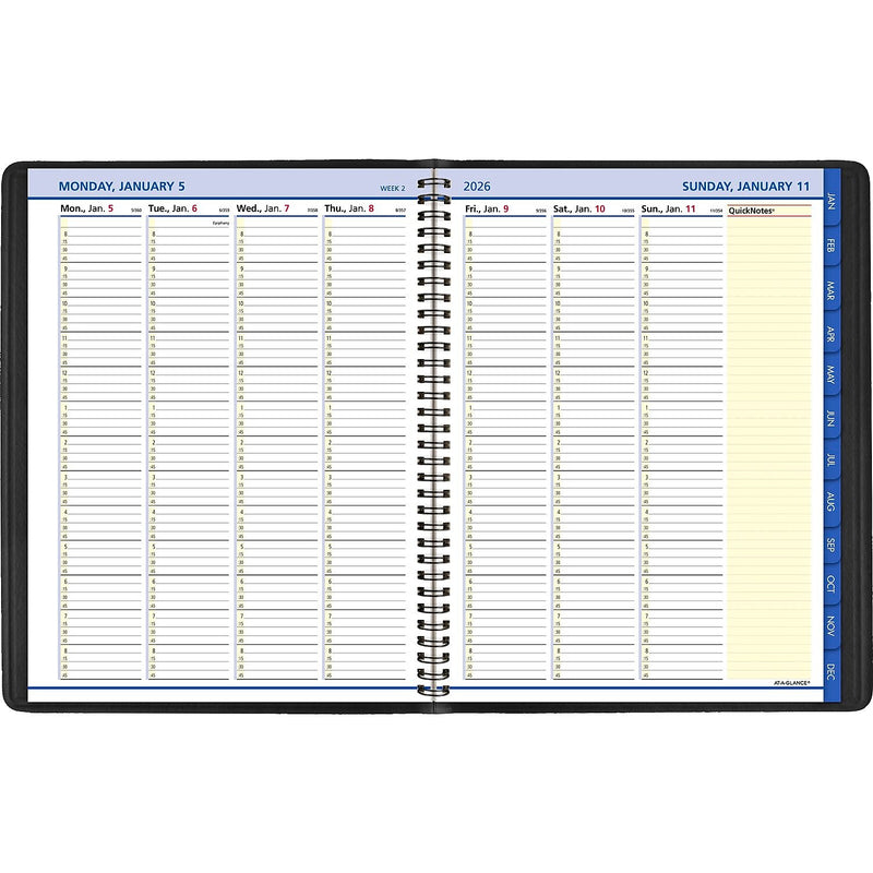 2026 AT-A-GLANCE QuickNotes 8.25" x 11" Weekly & Monthly Appointment Book, Faux Leather Cover, Black (76-950-05-26)