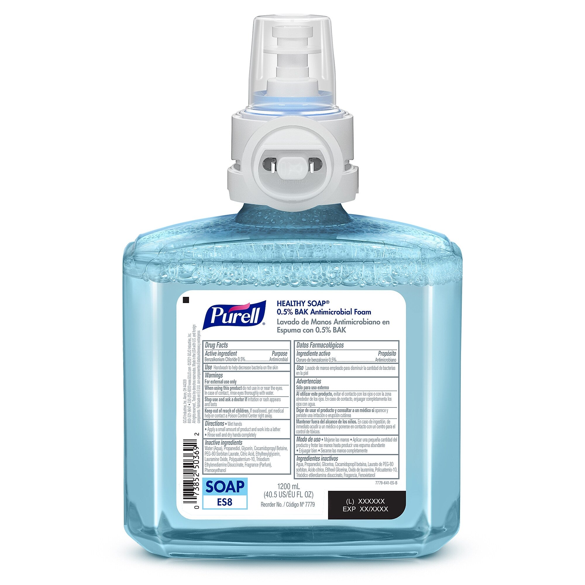PURELL HEALTHY SOAP Foaming Hand Soap Refill for ES8 Dispenser, Light Scent, 1200 ml, 2/Carton (7779-02)