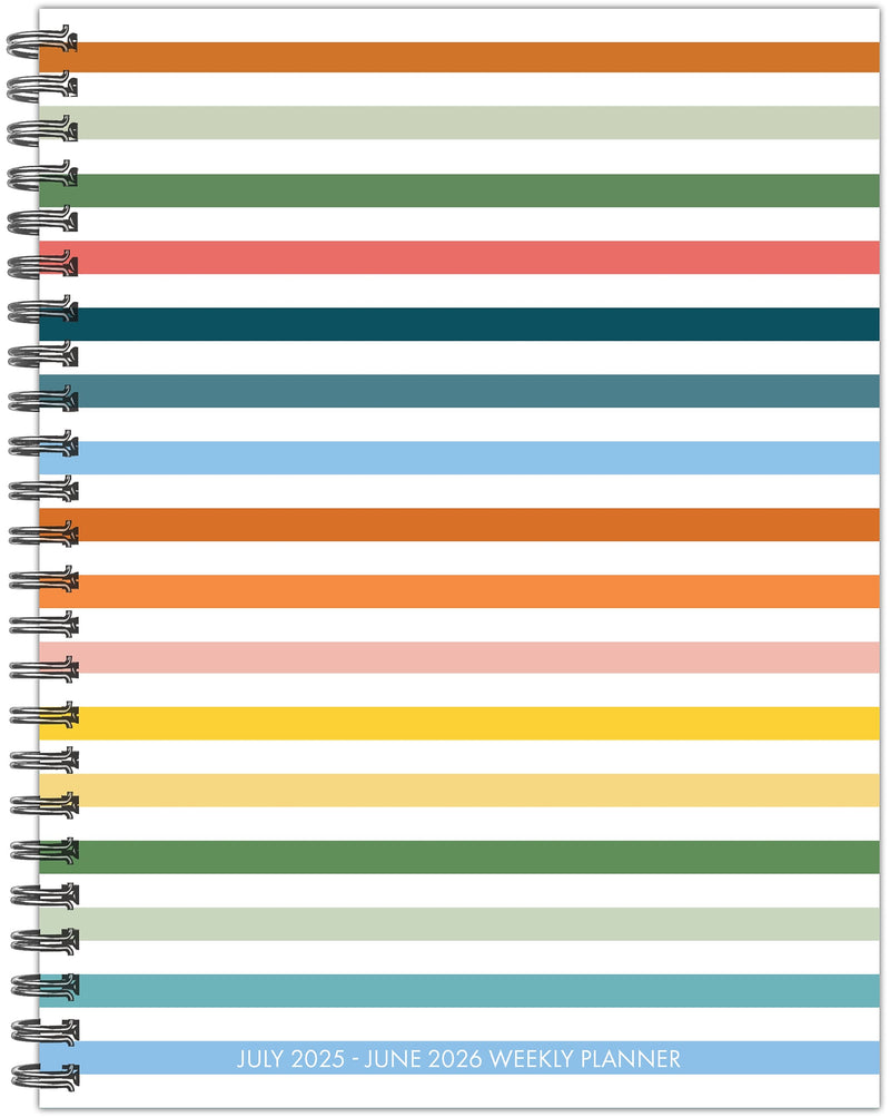 2025-2026 Willow Creek Happy Stripe 6.5" x 8.5" Academic Year Weekly & Monthly Planner, Multicolored (56783)