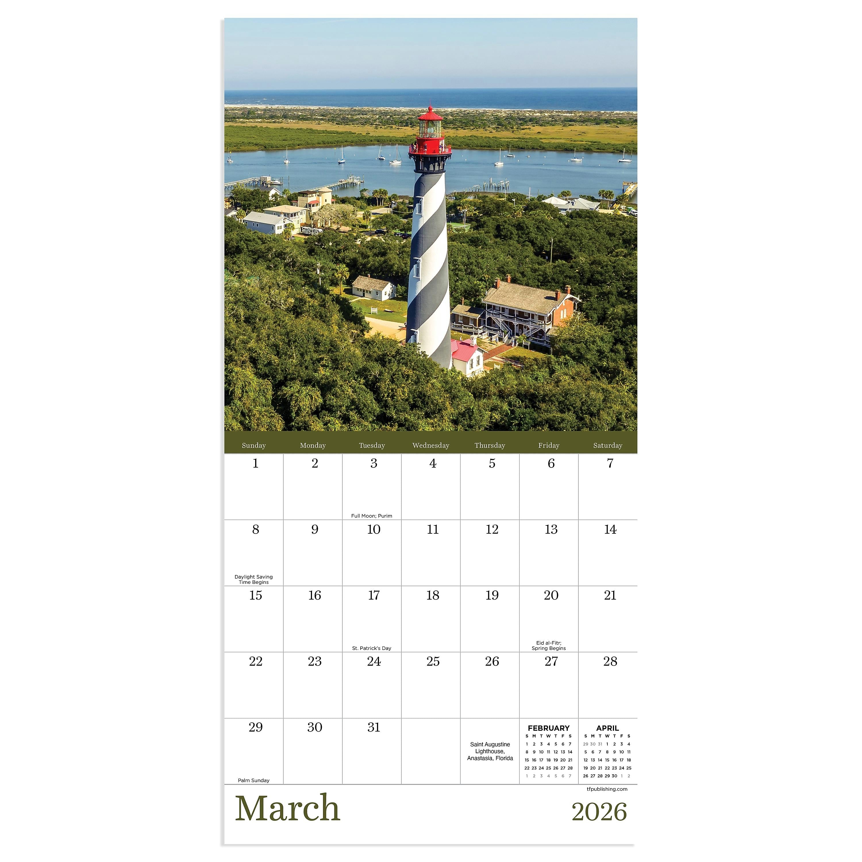 2026 TF Publishing 12" x 17" TF Publishing 7" x 7" Lighthouses Mini Calendar 26-2003