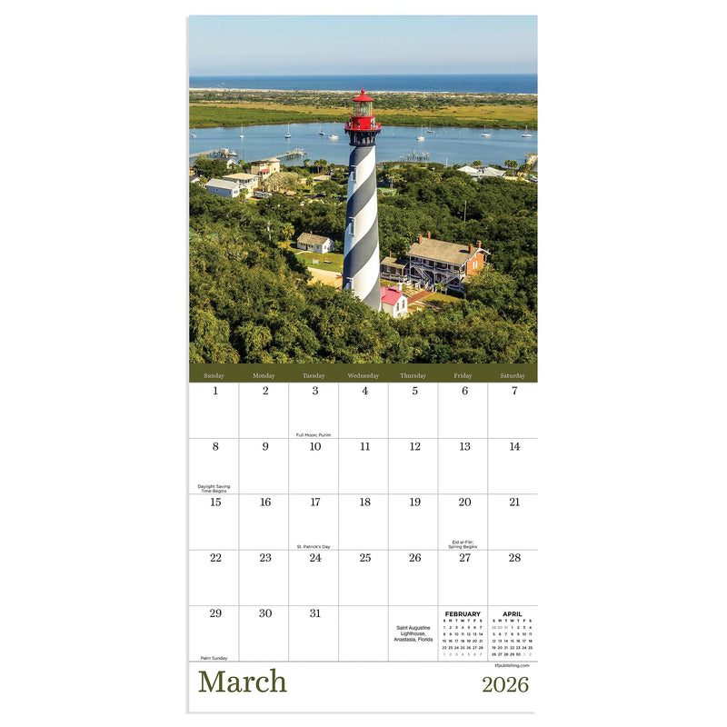 2026 TF Publishing 12" x 17" TF Publishing 7" x 7" Lighthouses Mini Calendar 26-2003