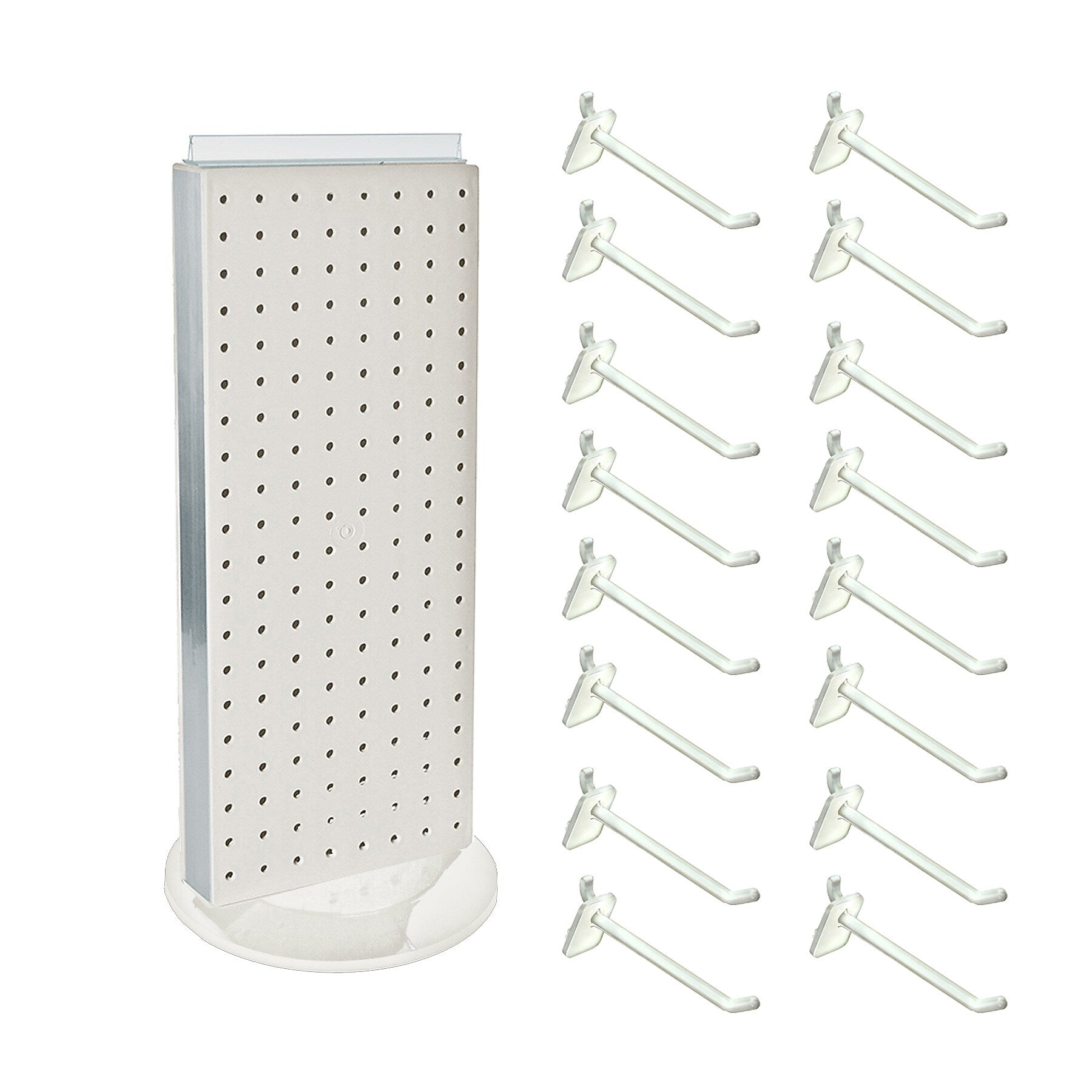 Azar Displays 20”H x 8”W Pegboard Counter Display with 16 4" Hooks, White (700508-WHT-4W16)
