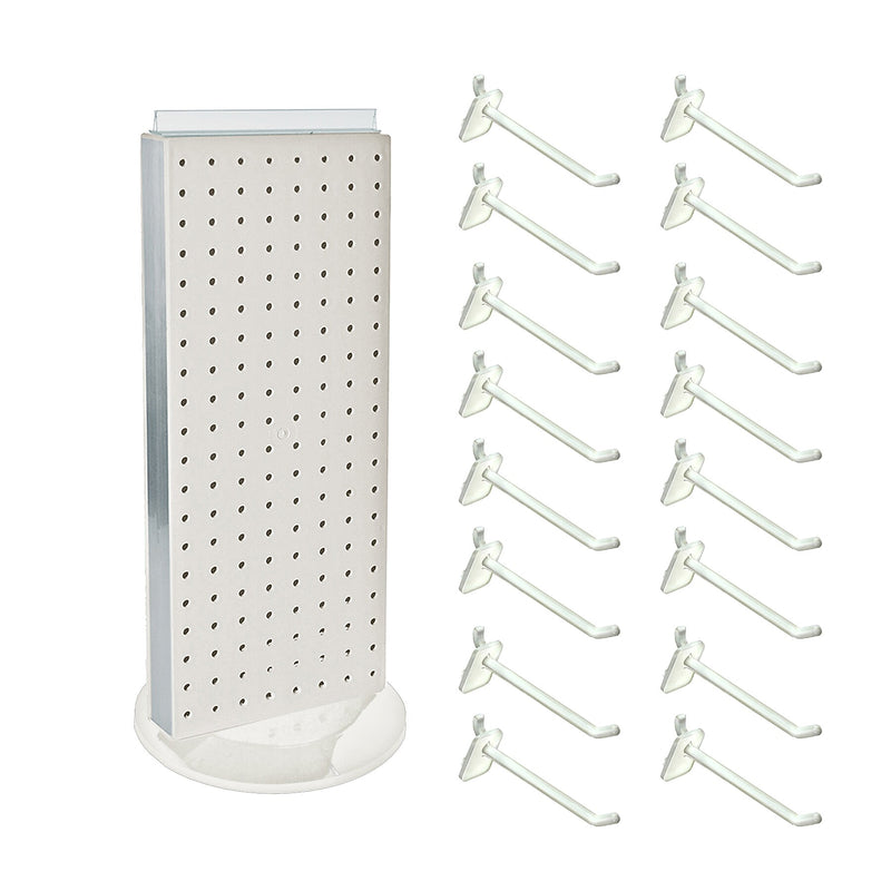 Azar Displays 20”H x 8”W Pegboard Counter Display with 16 4" Hooks, White (700508-WHT-4W16)