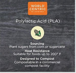 World Centric PLA Hinged Clamshells, 46 oz., 8.3" x 8.6" x 3.1", Clear, Plastic, 300/Carton (WORKLCS8N)