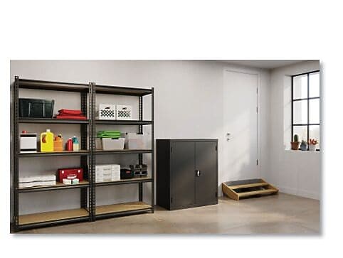 OIF 42"H Steel Storage Cabinet with 3 Shelves, Black (CM4218BK)